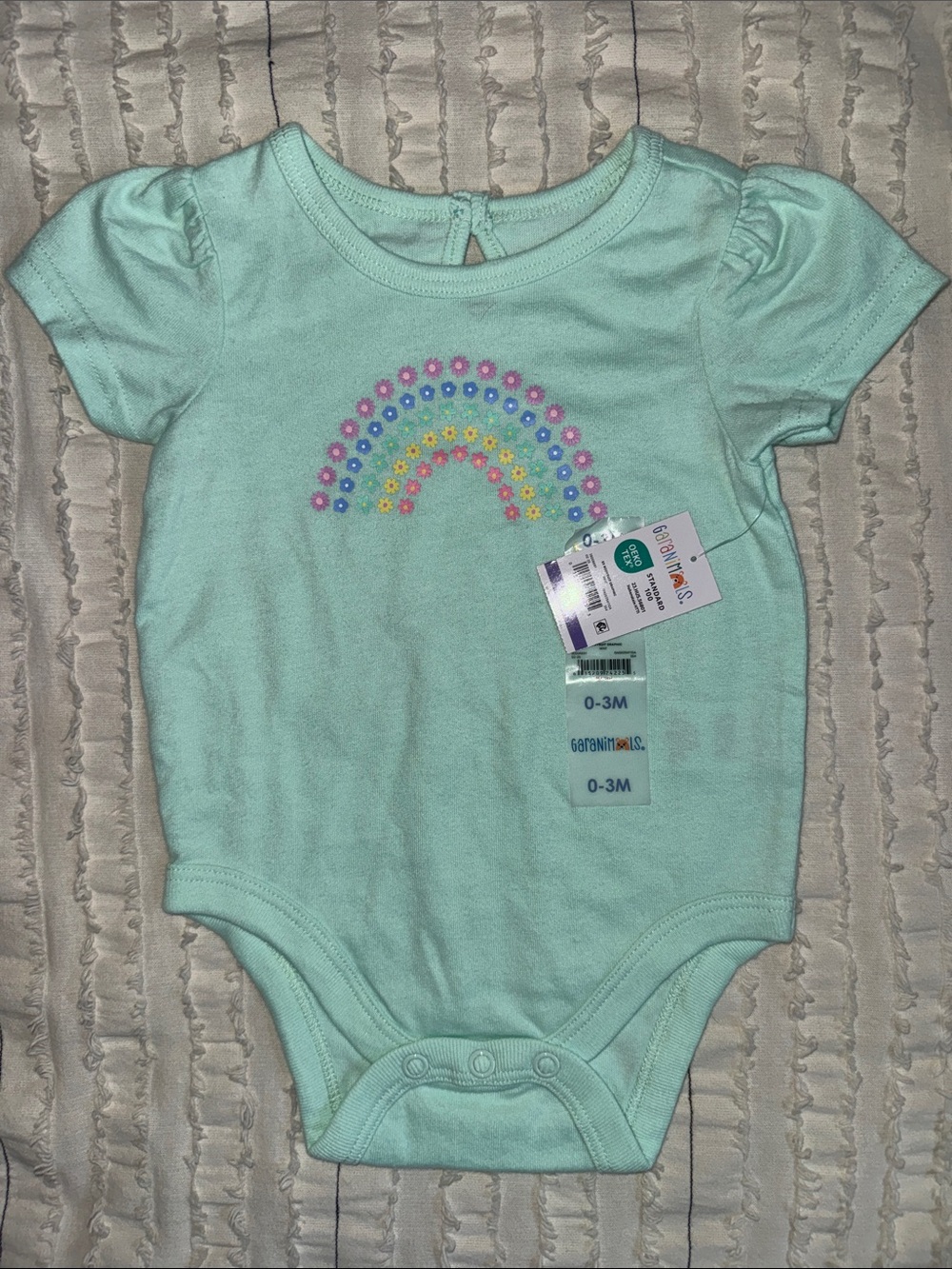 Carter's Mint Green Floral Rainbow Baby One-Piece